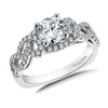 14K White Gold Round Accent Stone Diamond Engagement Ring