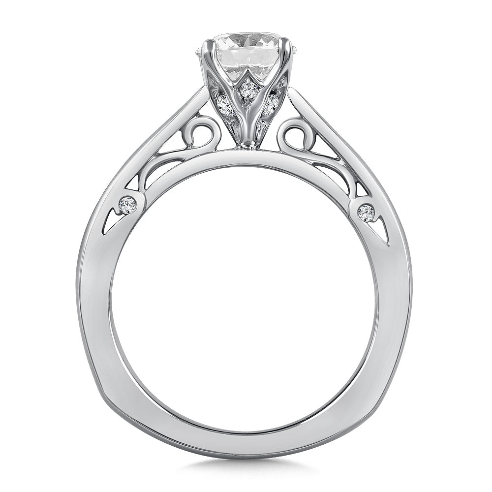 14K White Gold Tapered Solitaire Engagement Ring