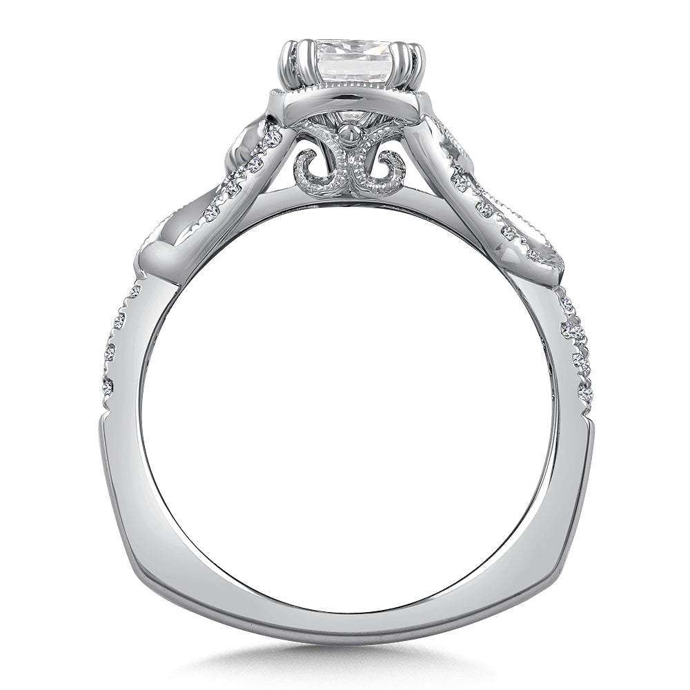 14K White Gold Cushion Diamond Engagement Ring