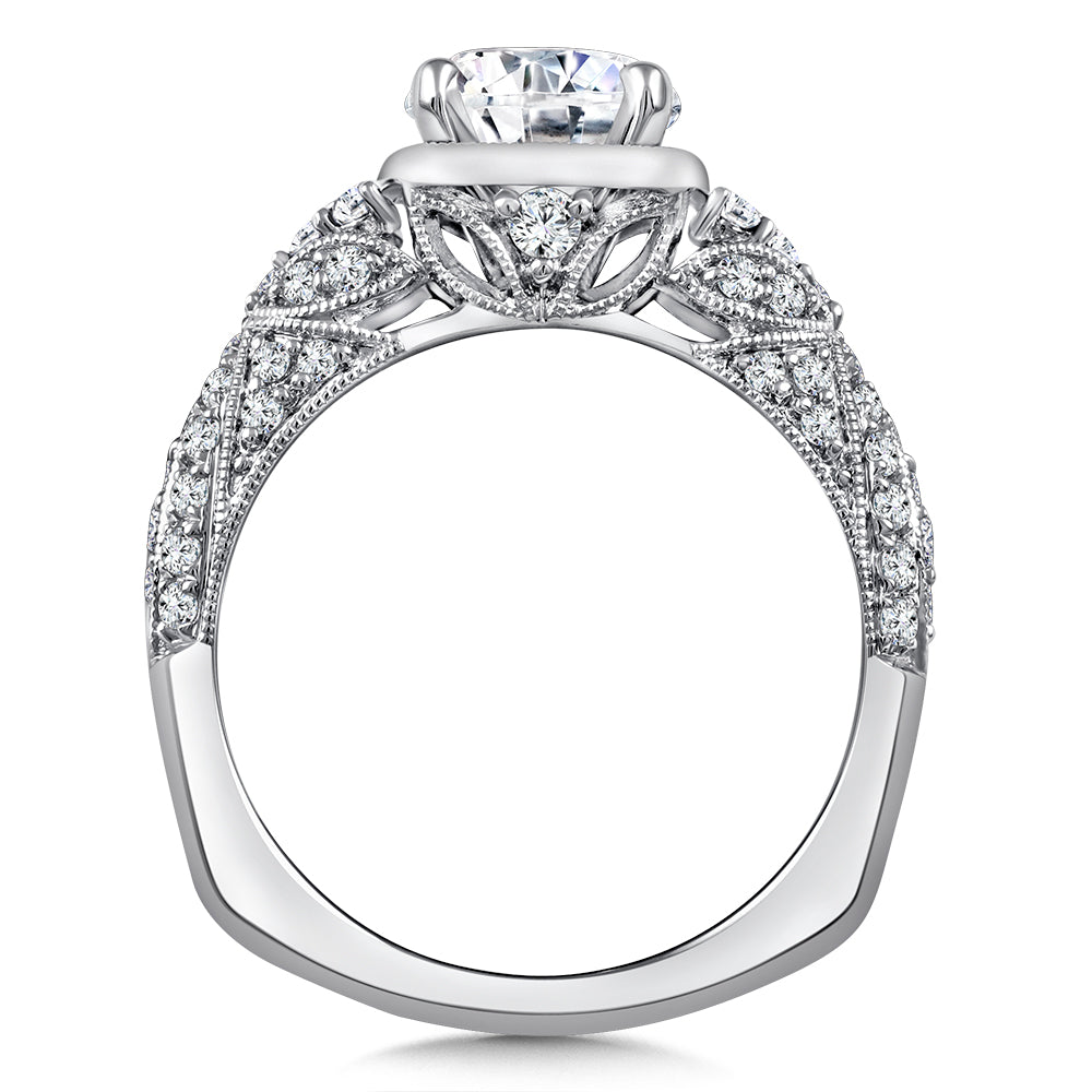 14K Two-Tone Gold Vintage Statement Diamond Engagement Ring