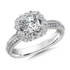 14K White Gold Decorative Milgrain Halo Engagement Ring