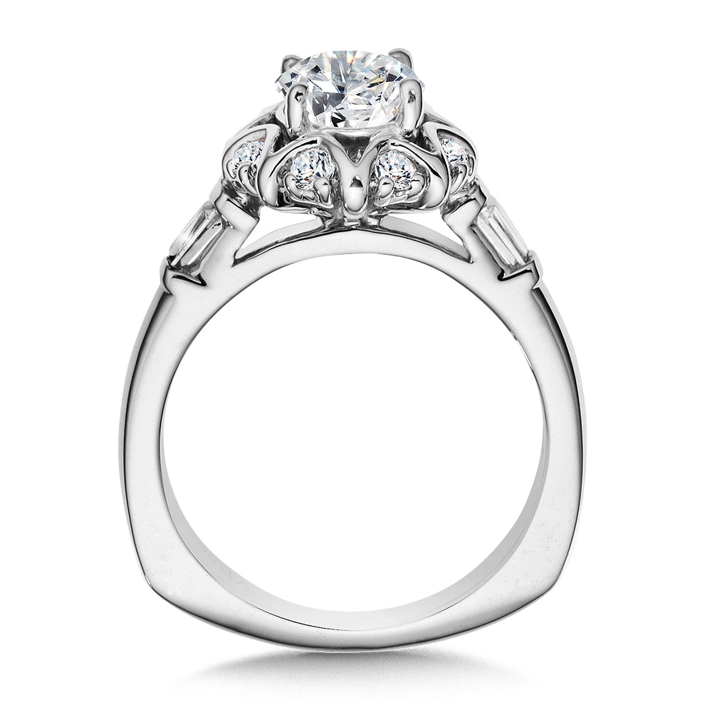 14K White Gold Star Halo Engagement Ring