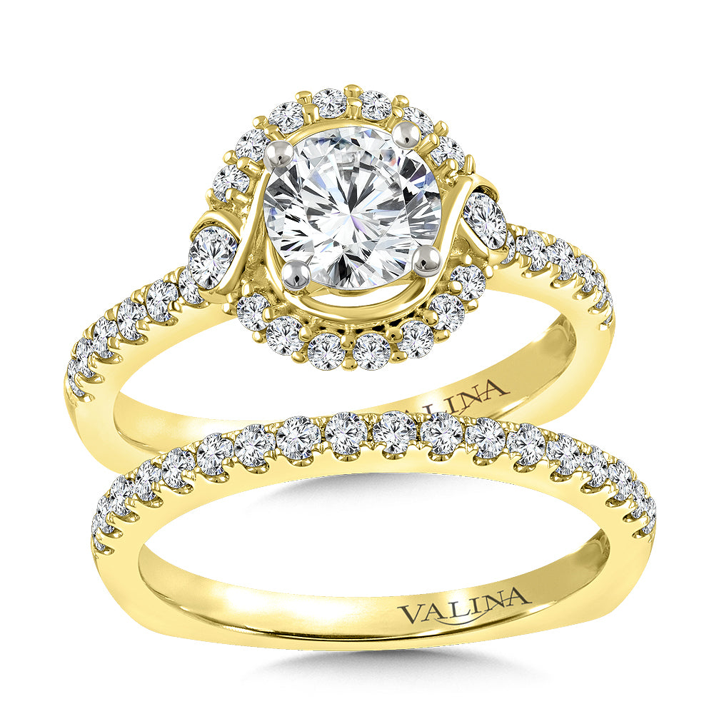 14K Yellow Gold Diamond And Infinity Halo Engagement Ring
