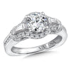 14K White Gold Baguette Round Accent Stone Diamond Engagement Ring