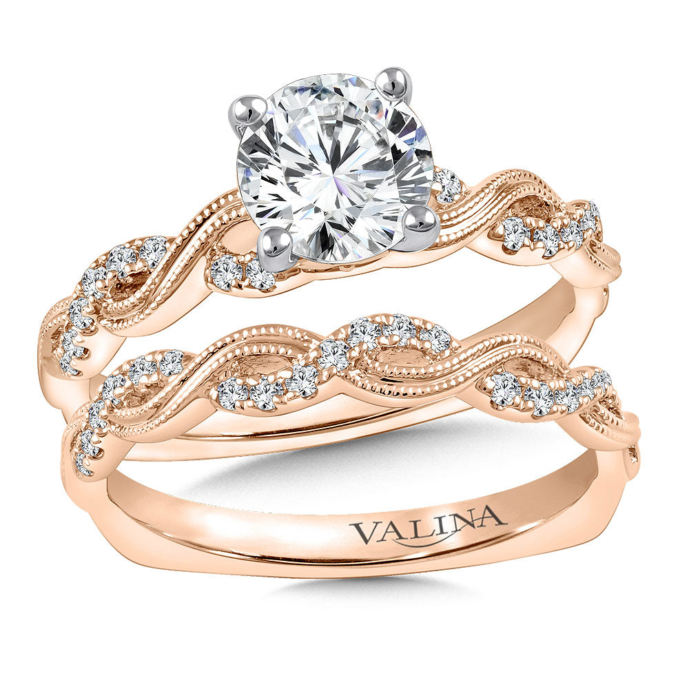 14K Rose Gold Crisscross Diamond Engagement Ring