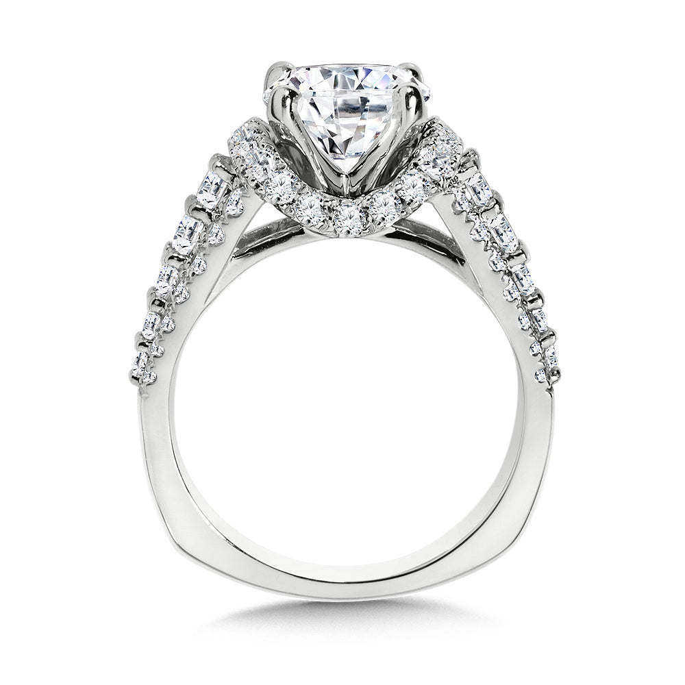 14K White Gold Accent Stone Diamond Engagement Ring