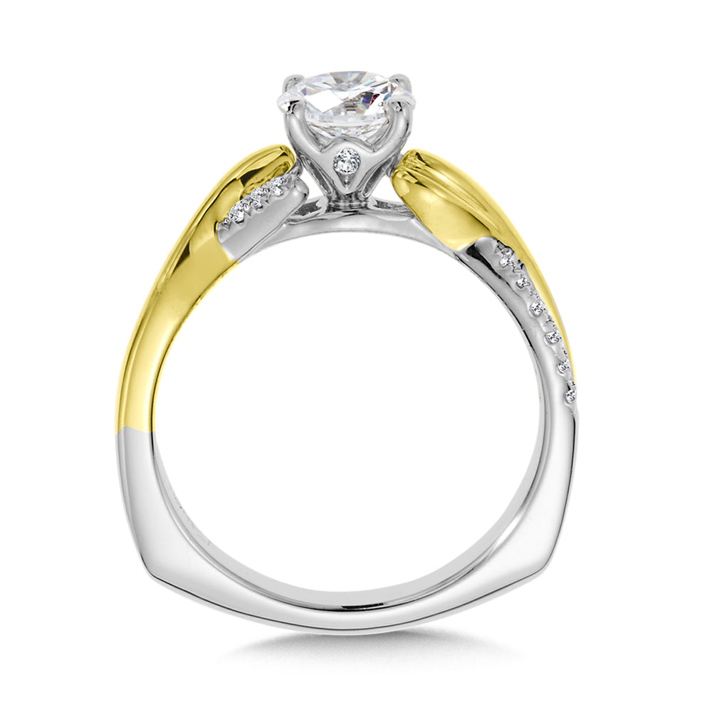 14K Two-Tone Gold Two-Tone Criss Cross Diamond Engagement Ring