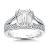 14K White Gold Emerald Cut Center Split Shank Engagement Ring