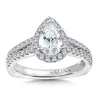 14K White Gold Pear-Shape Diamond & Halo Long Split-Shank Engagement Ring