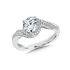 14K White Gold Double Wrap Diamond Bypass Halo Engagement Ring