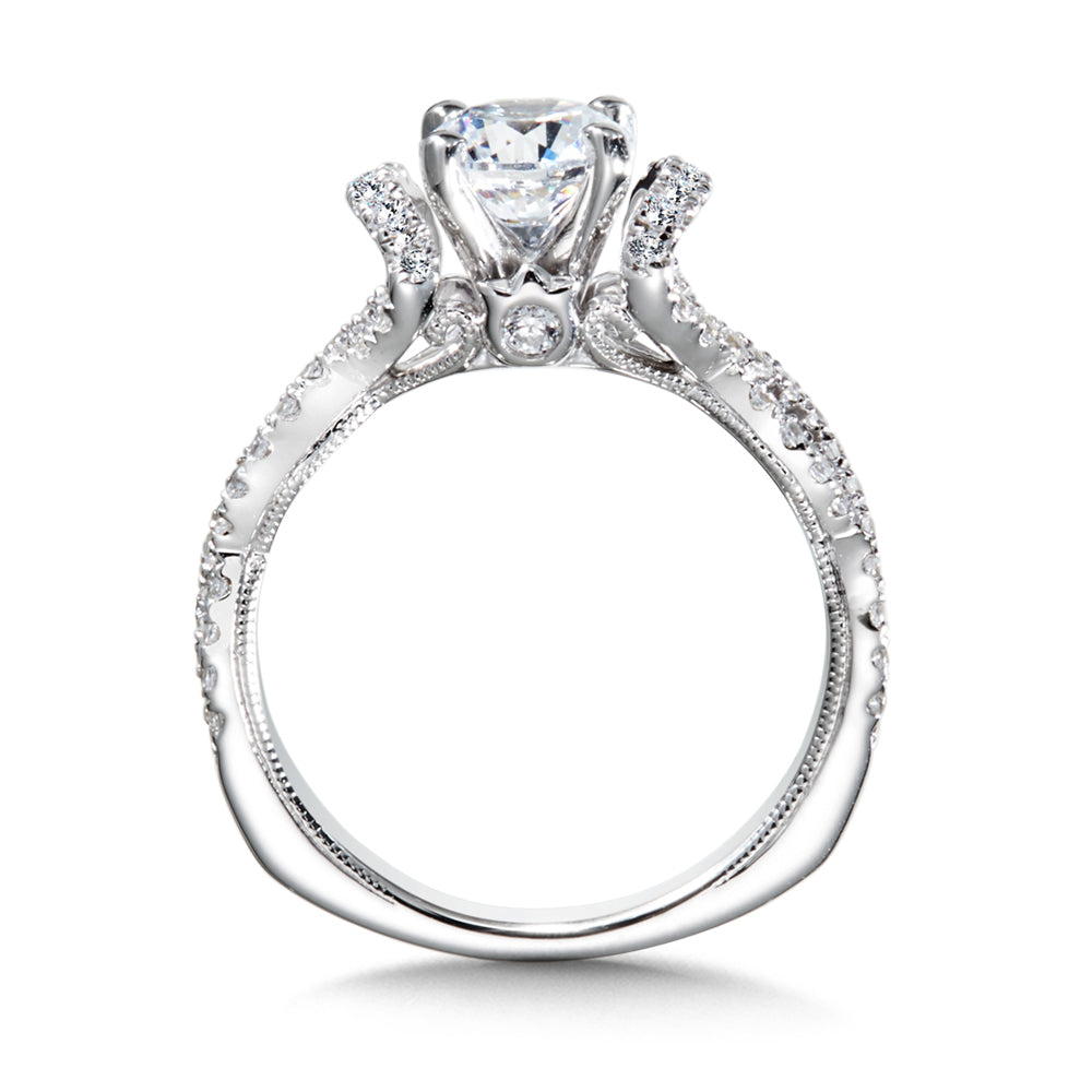 14K White Gold Diamond Engagement Ring Mounting