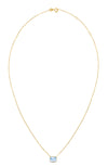 14K Yellow Gold Emerald Cut Blue Topaz Necklace