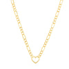 14K Yellow Gold Heart Figaro Chain Necklace