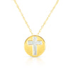 14K Yellow Gold Cross Mother of Pearl Necklace