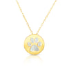 14K Yellow Gold Paw Print Mother of Pearl Necklace