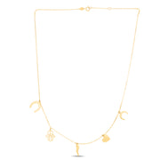 14K Yellow Gold Trend Charm Dangle Necklace