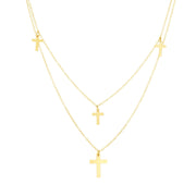 14K Yellow Gold Multi-Strand Cross Necklace
