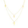 14K Yellow Gold Multi-Strand Cross Necklace