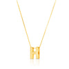 14K Yellow Gold Block Letter Initial H Necklace