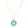 14K Yellow Gold Turquoise Enamel N Initial Necklace