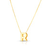 14K Yellow Gold Block Letter Initial R Necklace