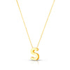 14K Yellow Gold Block Letter Initial S Necklace