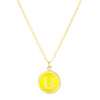14K Yellow Gold Enamel U Initial Necklace
