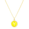 14K Yellow Gold Enamel Y Initial Necklace