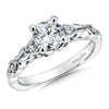 Art Deco Sculpted Motif Diamond Engagement Ring