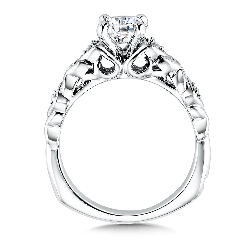Art Deco Sculpted Motif Diamond Engagement Ring