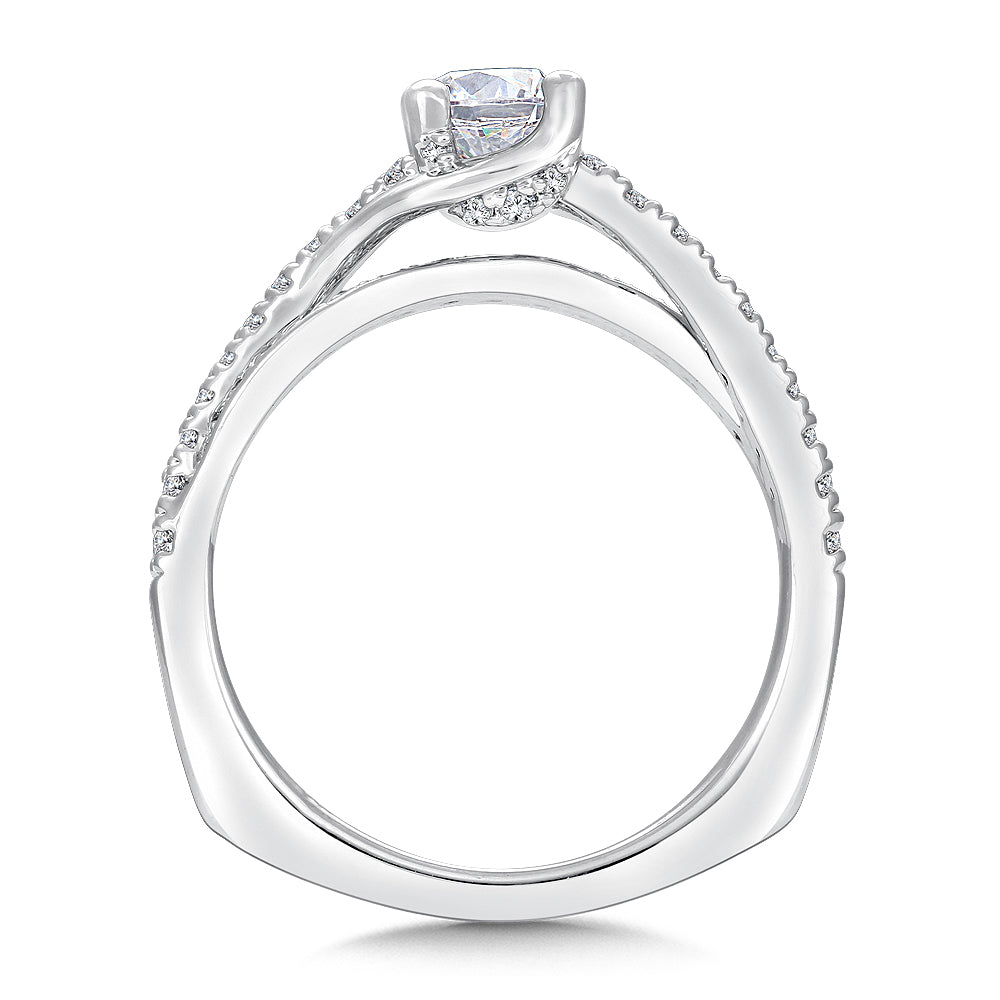 Diamond Ribbon Prong Engagement Ring