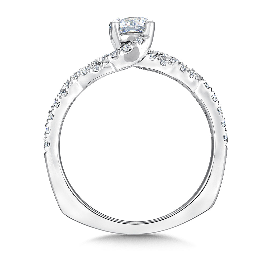 14K White Gold Twist Diamond Engagement Ring