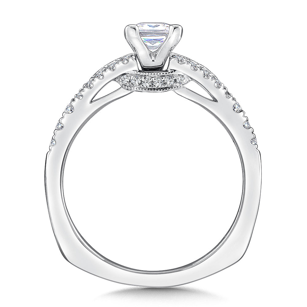 14K White Gold Split Shank Princess Diamond Engagement Ring