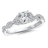14K White Gold Crisscross Round Diamond Engagement Ring