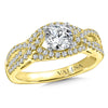 14K Yellow Gold Crisscross Round Diamond Engagement Ring