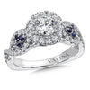 14K White Gold Diamond Halo & Blue Sapphire Infinity Engagement Ring