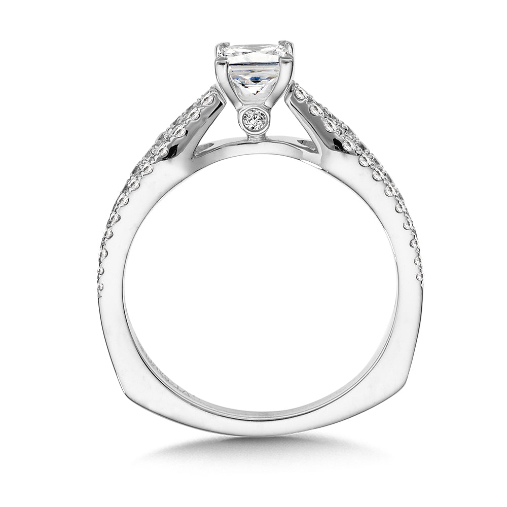14K White Gold Split Shank Princess Diamond Engagement Ring