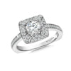 14K White Gold Pave Cushion Halo Engagement Ring