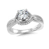 14K White Gold Accent Stone Setting Diamond Engagement Ring