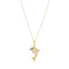 14K Two-Tone Gold Diamond Cut Dolphin Necklace