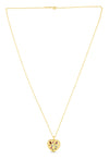 14K Yellow Gold Gemstone Inlay Heart Necklace