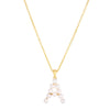 14K Yellow Gold Pearl A Initial Necklace