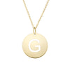 14K Yellow Gold Disc Initial G Necklace