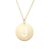14K Yellow Gold Disc Initial J Necklace