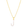14K Yellow Gold Pearl J Initial Necklace