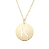 14K Yellow Gold Disc Initial K Necklace