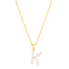 14K Yellow Gold Pearl K Initial Necklace