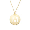 14K Yellow Gold Disc Initial M Necklace