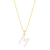 14K Yellow Gold Pearl M Initial Necklace