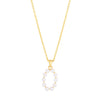 14K Yellow Gold Pearl O Initial Necklace